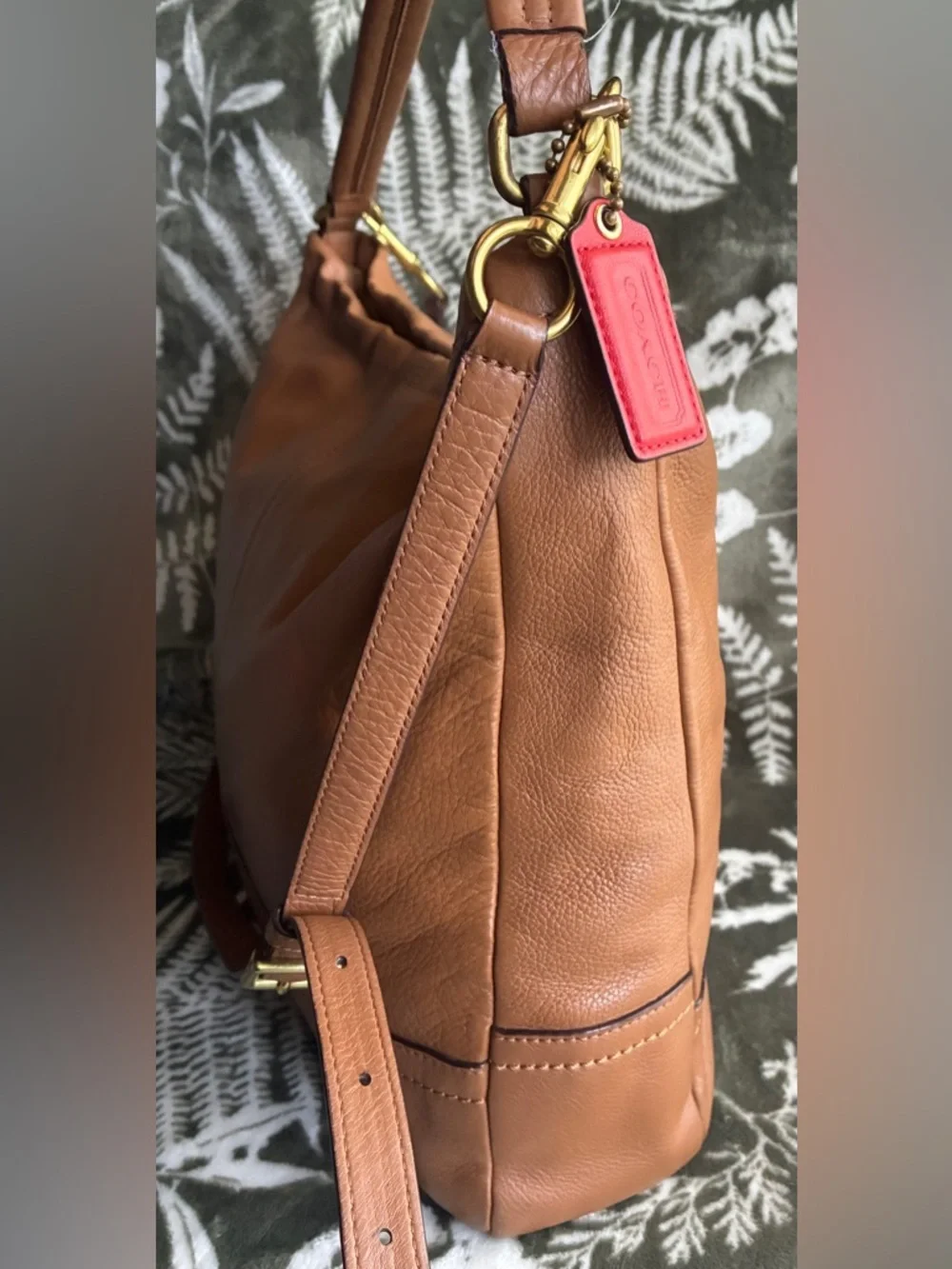 Coach Pebbled Leather Shoulder Bag in Cognac